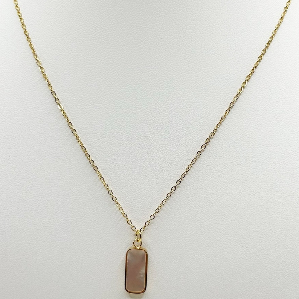 Rectangle Pendant 18k Gold Plated Necklace Dainty Lightweight Jewelry Minimalist